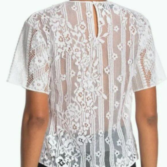 Valentino Lace Short Sleeve Shirt White size 6 - Picture 3 of 10